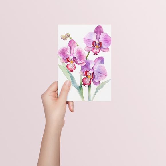 Watercolor Orchids Wall Art Illustration Print Poster Unframed - Picture 5 of 6